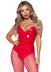 Roter glänzender Vinyl Bodysuit im Fledermaus Design von Leg Avenue