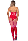 Roter glänzender Vinyl Bodysuit im Fledermaus Design von Leg Avenue – Ansicht 4