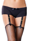 Schwarze elegante Garter Boyshort mit zarter Satin Schleife von Leg Avenue – Ansicht 2