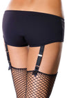 Schwarze elegante Garter Boyshort mit zarter Satin Schleife von Leg Avenue