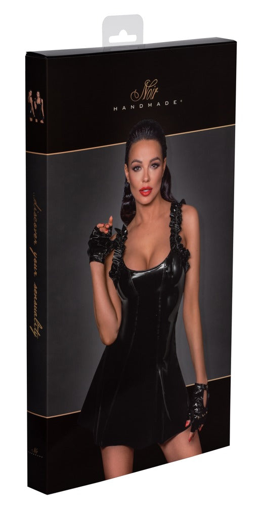 Sexy Lack-Minikleid mit gerafften Schulterträgern F248 von Noir Handmade – Ansicht 5