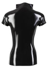 Schwarzes taillaiertes Latex-Shirt mit Front-Reißverschluss von Late X – Ansicht 8