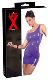 Lilafarbenes ärmelloses Latex-Minikleid wie eine zweite Haut von Late X