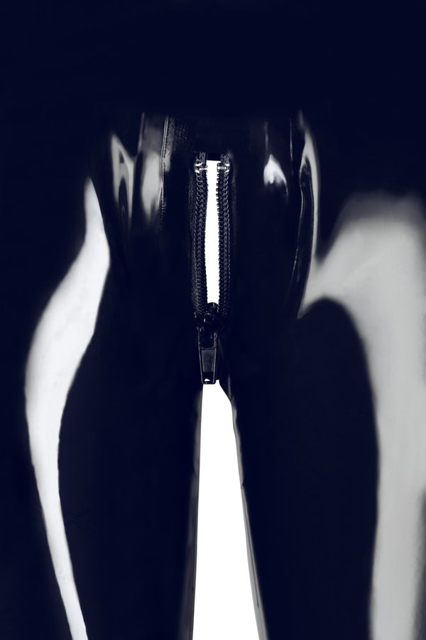 Schwarze lange Latex-Leggings mit 3-Wege-Reißverschluss im Schritt von Late X – Ansicht 7
