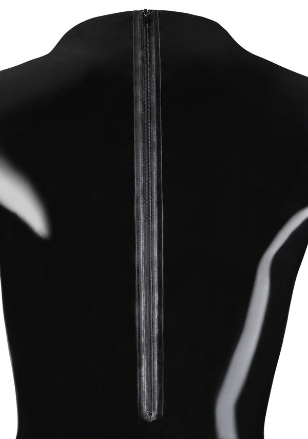 Schwarzer hochglänzender Latex-Langarm-Body mit zwei Reißverschlüssen von Late X – Ansicht 8