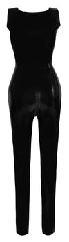 Schwarzer ärmelloser Latex-Catsuit ohne Fuß mit 3-Wege-Reißverschluss von Late X – Ansicht 8