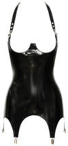 Schwarzes busenfreies Latex-Strapshemd mit Cup-Bügeln und Neckholder von Late X – Ansicht 6