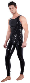 Schwarzer hautenger Latex-Overall mit Schritt-Reißverschluss von Late X – Ansicht 2