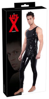 Schwarzer hautenger Latex-Overall mit Schritt-Reißverschluss von Late X