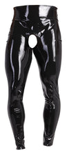 Schwarze hautenge Latex-Leggings mit Showmaster-Öffnung von Late X – Ansicht 4