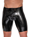 Schwarze enge Latex-Pants mit längerem Bein und Reißverschluss von Late X – Ansicht 2