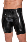 Schwarze enge Latex-Pants mit längerem Bein und Reißverschluss von Late X – Ansicht 3