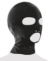 Schwarze Latex-Kopfmaske mit Öffnungen für Mund und Augen von Late X – Ansicht 4