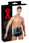 Schwarzer Latex-Windelslip mit wellig geprägten Rändern von Late X