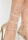 Cremefarbene transparente Socken mit funkelnden Sternen und Monden von Leg Avenue – Ansicht 2