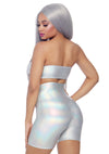 Holografisches Bandeau Top mit passendem Shorts Set Glanz Effekt | Leg Avenue
