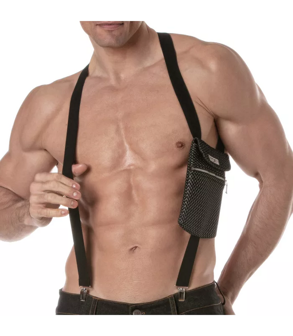 Schwarzes 3D Elastic Pocket-Harness von TOF Paris – Ansicht 2