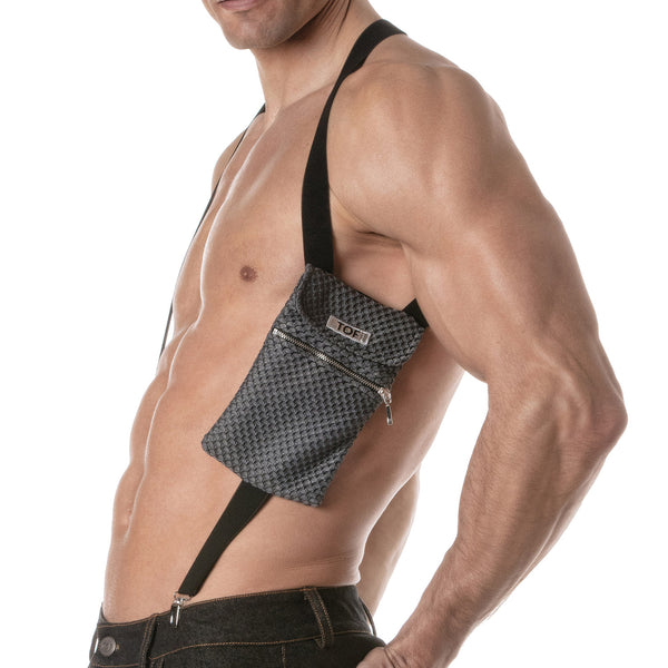 Herren Harness mit 3D Mesh & verstellbarer Tasche - Grau | TOF Paris