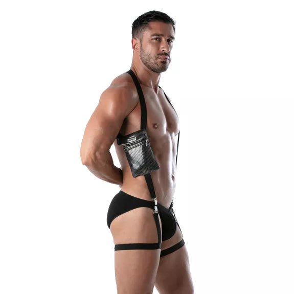 Herren Harness mit 3D Mesh Tasche - elastisch & verstellbar, Silber | TOF Paris