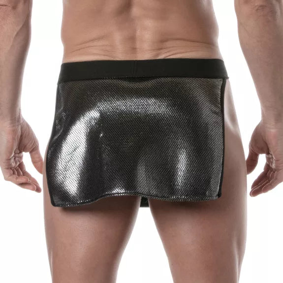 3D Taillenschürze Silber - sexy Mesh, elastischer Bund, praktische Taschen | TOF Paris