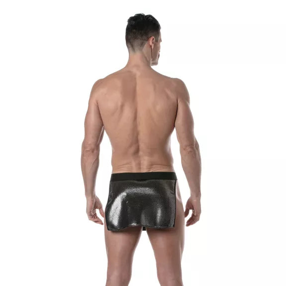 3D Taillenschürze Silber - sexy Mesh, elastischer Bund, praktische Taschen | TOF Paris