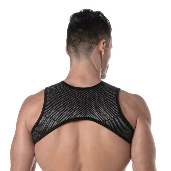 Herren Harness mit 3D-Mesh & Reißverschlusstaschen - Schwarz-Grau | TOF Paris