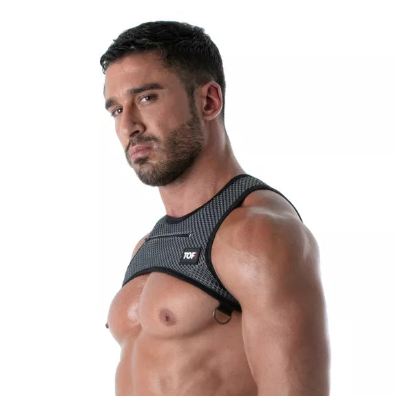 Herren Harness mit 3D-Mesh & Reißverschlusstaschen - Grau | TOF Paris