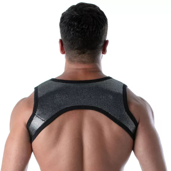 Herren Harness mit 3D Mesh & Reißverschlusstaschen - silber | TOF Paris