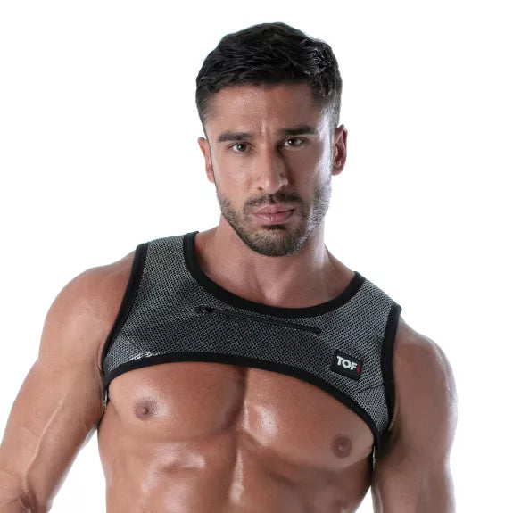 Herren Harness mit 3D Mesh & Reißverschlusstaschen - silber | TOF Paris
