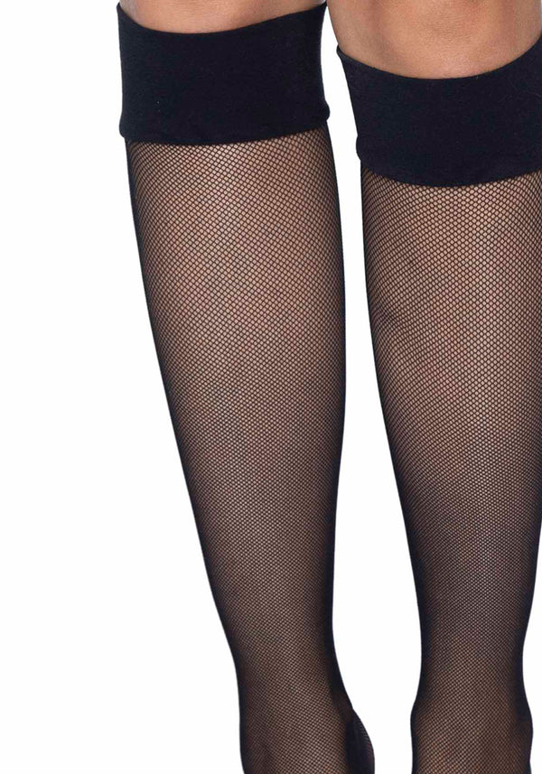 Feinmaschige Netz-Kniestrümpfe mit breitem Strumpfband | Leg Avenue