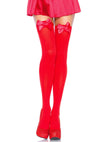 Rote verführerische Overknee Strümpfe mit eleganten Satinschleifen von Leg Avenue