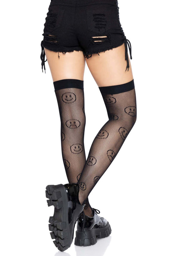 Fischnetzstrumpfhose mit Smileys | Leg Avenue