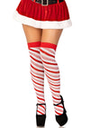 Rote weihnachtliche Overknee Socken mit schimmernden Details von Leg Avenue