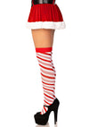 Rote weihnachtliche Overknee Socken mit schimmernden Details von Leg Avenue – Ansicht 4