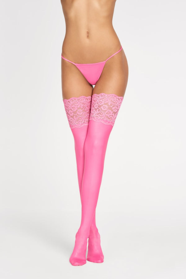 Wetlook Strümpfe mit eleganter Spitzenborte in elegantem Design | 7Heaven