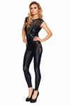Wetlook Catsuit mit Netz-Elementen und Rückenverschluss | 7Heaven