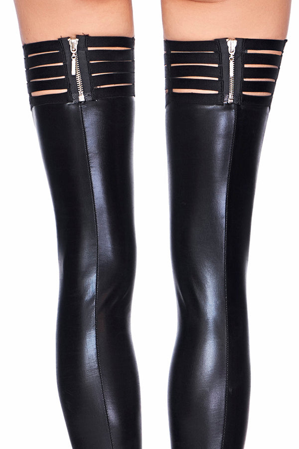 Wetlook Strümpfe mit Reißverschluss, exklusive Dessous-Accessoires | 7Heaven