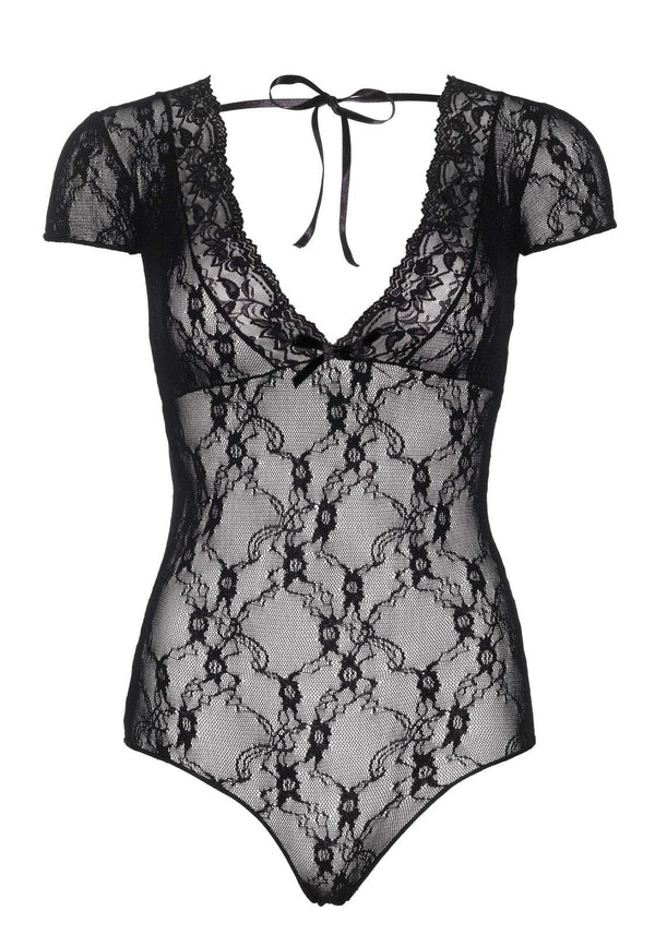Spitzen Body in Blumendesign mit tiefem Rückenausschnitt, sexy Dessous | Leg Avenue