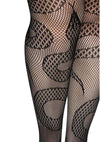 Schwarze verführerische Netzstrumpfhose mit aufregendem Spitzenmuster von Leg Avenue – Ansicht 2