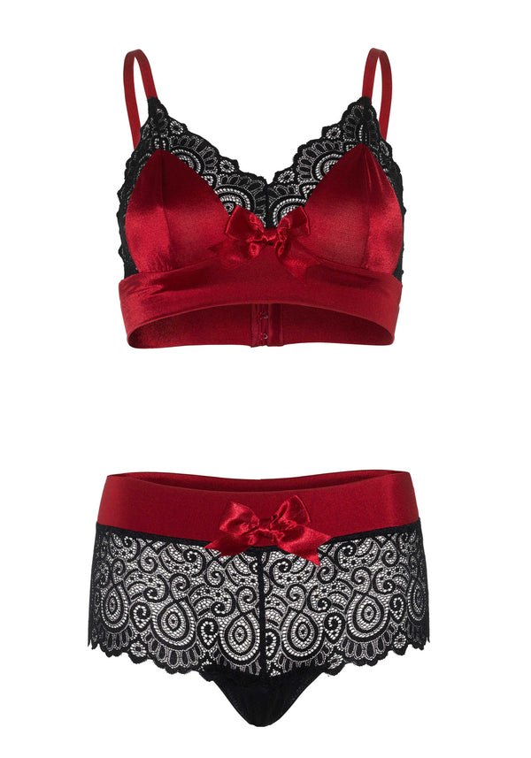 Elegantes Satin-Spandex BH Set mit String in zeitlosem Design | Leg Avenue