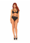 Schwarz goldenes funkelndes Lurex Dessous Set mit aufregenden Käfig Trägern von Leg Avenue – Ansicht 5
