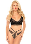Schwarzes atemberaubendes Dessous Set mit herzförmiger Spitze von Leg Avenue