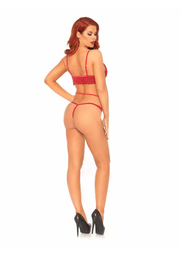 Rotes sündiges Spitzen Dessous Set mit verführerischen Cut-Outs von Leg Avenue – Ansicht 5