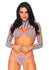 Regenbogen Set: Top, String & Crop Top im trendigen 3-teiligen Design | Leg Avenue