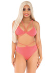 Korallenfarbenes verführerisches BH und Slip Set von Leg Avenue