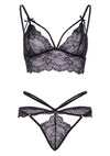 Schwarzes atemberaubendes Riemchen Lingerie Set mit funkelndem Strassbesatz von Leg Avenue – Ansicht 6