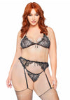 Sexy Dessous-Set mit BH-Top, Strumpfhalter & String in Schwarz QueenSice | Leg Avenue