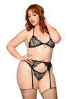 Sexy Dessous-Set mit BH-Top, Strumpfhalter & String in Schwarz QueenSice | Leg Avenue