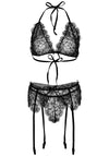 Sexy Dessous-Set mit BH-Top, Strumpfhalter & String in Schwarz QueenSice | Leg Avenue