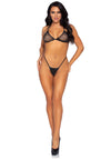 Netz-Bikini Top mit passendem String-Tanga in Schwarz | Leg Avenue